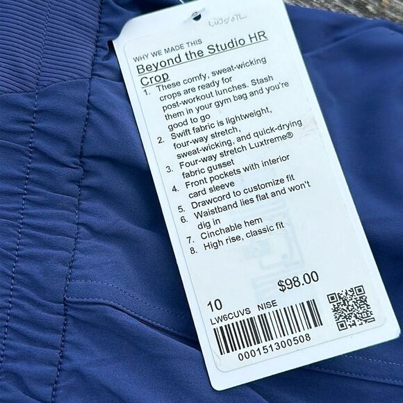 Lululemon Beyond the Studio Crop size 10 Night Sea NWT 🌊 25”‎ golf blue - Picture 2 of 6